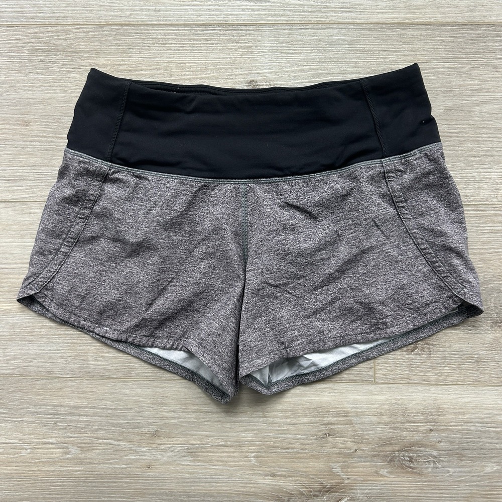 Lululemon Size 2 Run Times Short II 4" Heather Lux Gray Black Athleisure Gym